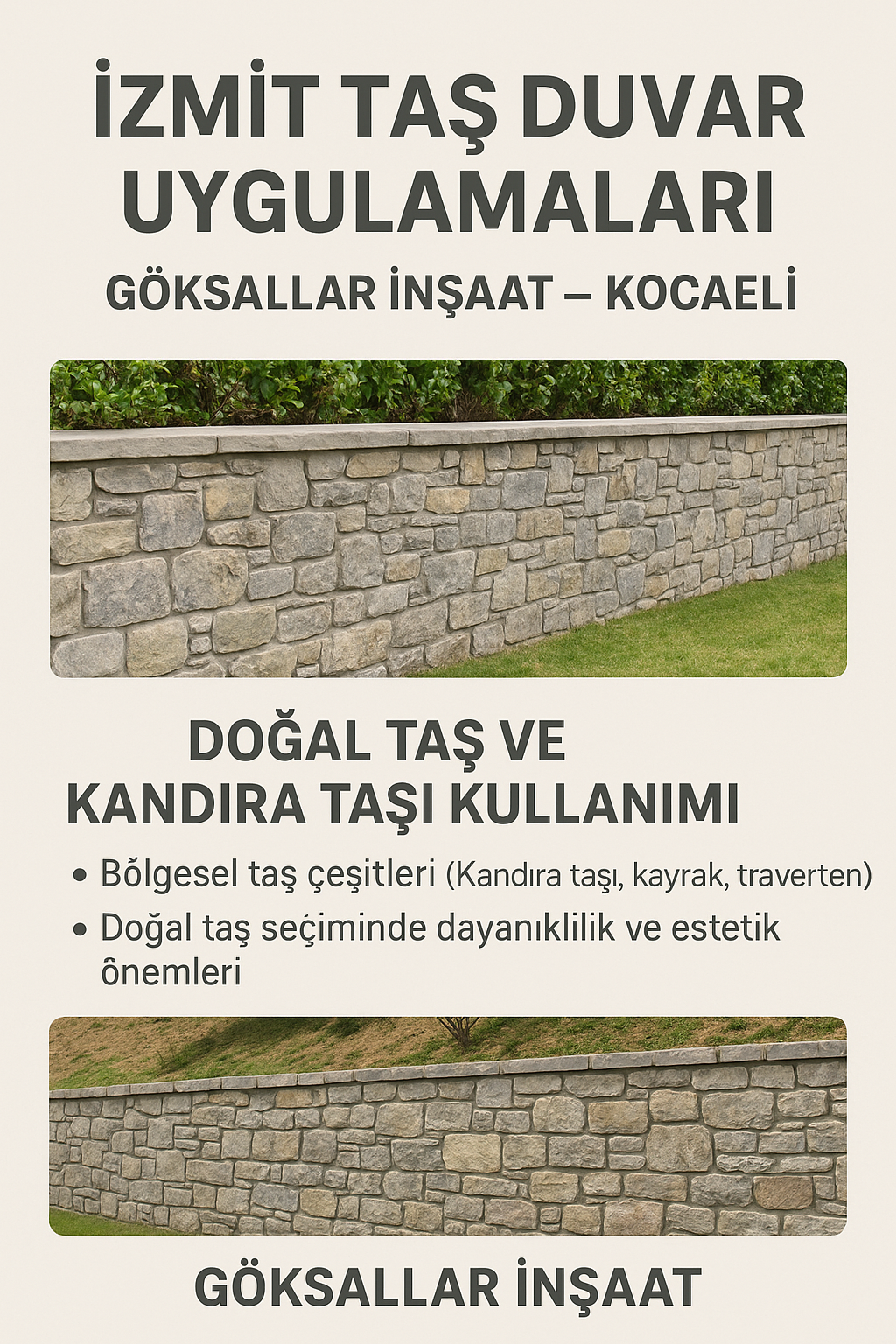 İzmit Taş Duvar Uygulamaları ve Taş Duvar Yapım İşçilikleri