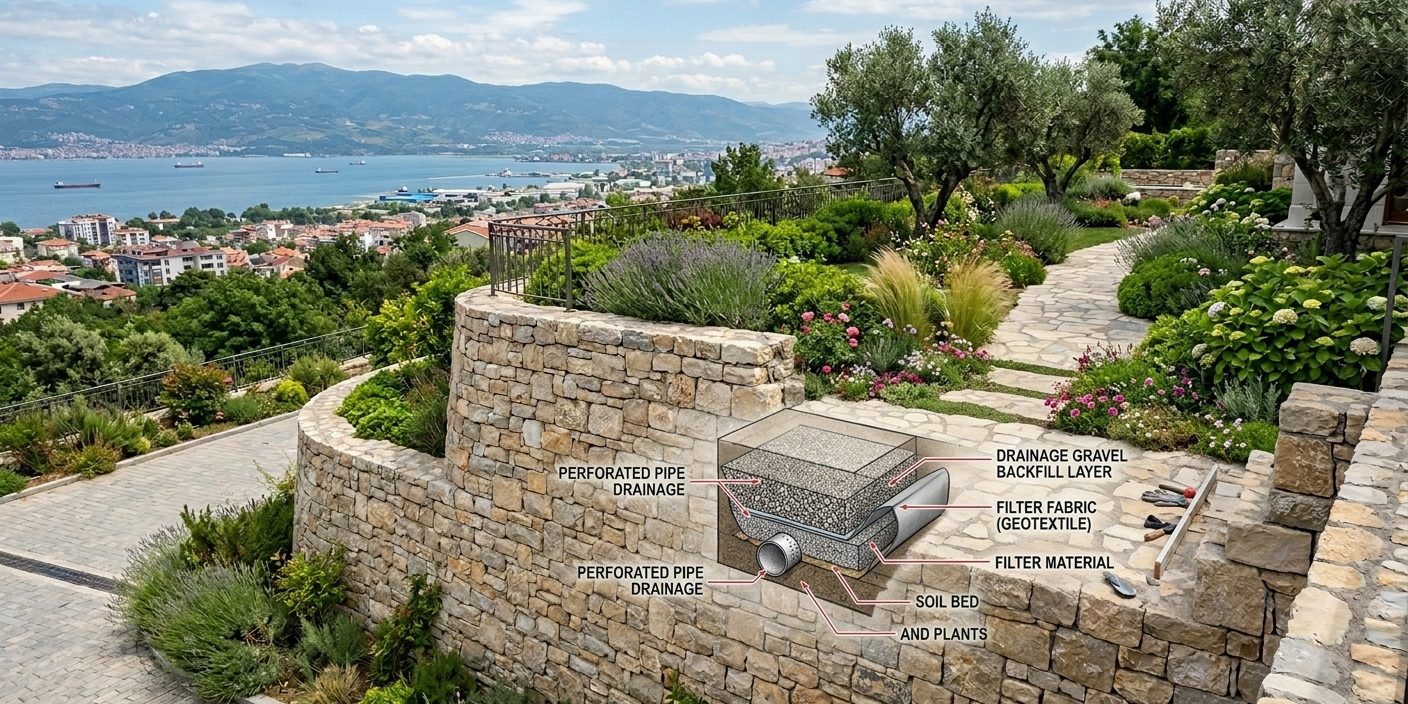 Taş duvar yapımı ve drenaj uygulama Taş duvar yapımı ve drenaj uygulama